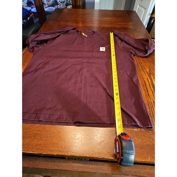 Carhartt Men's Large Long Sleeve Original Fit Pull Over Shirt Maroon (A582) - Picture 6 of 8